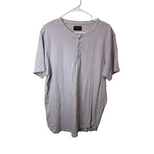 Goodlife Sunfaded Slub Scallop Henley Sz XL Cotton T-Shirt Grayish Purpley Pink